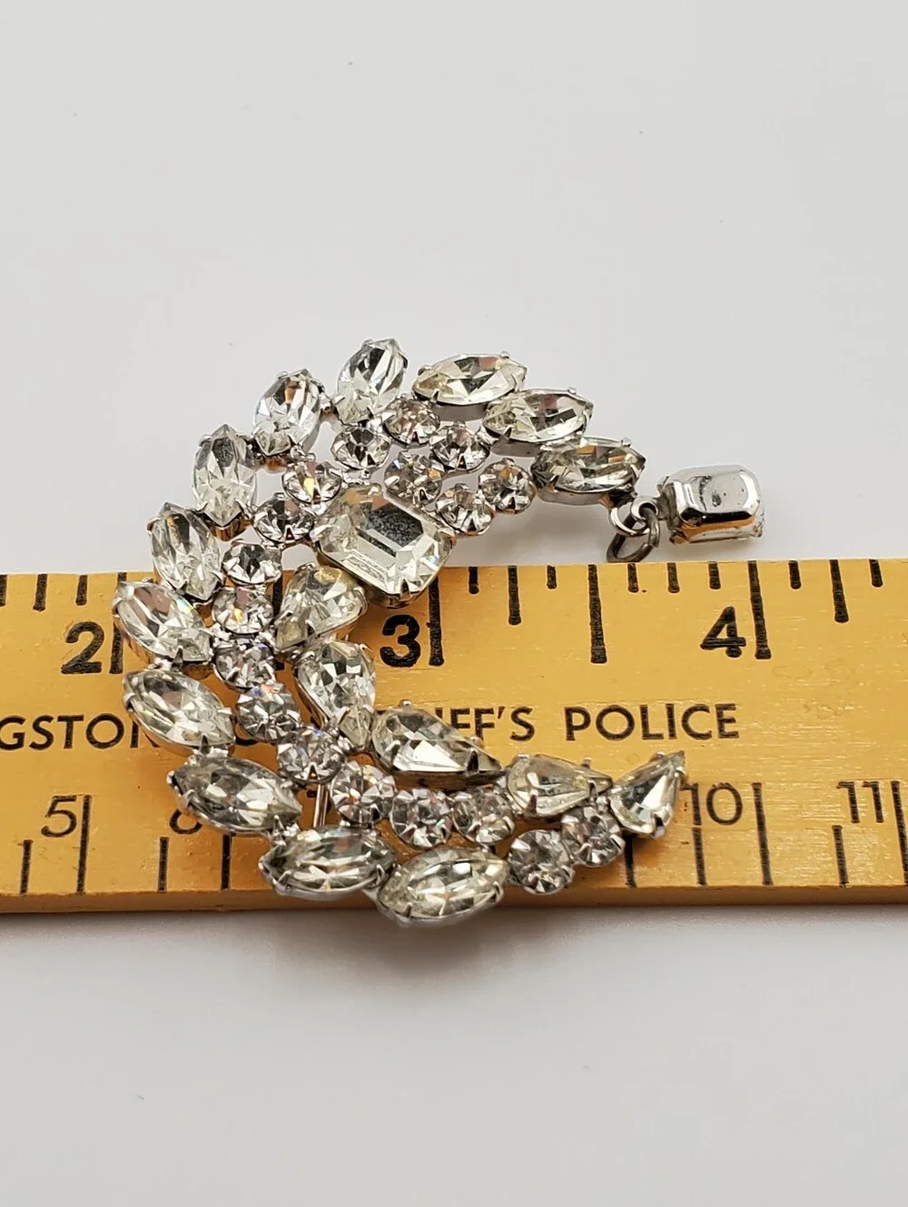 Rhinestone Crescent Moon Brooch